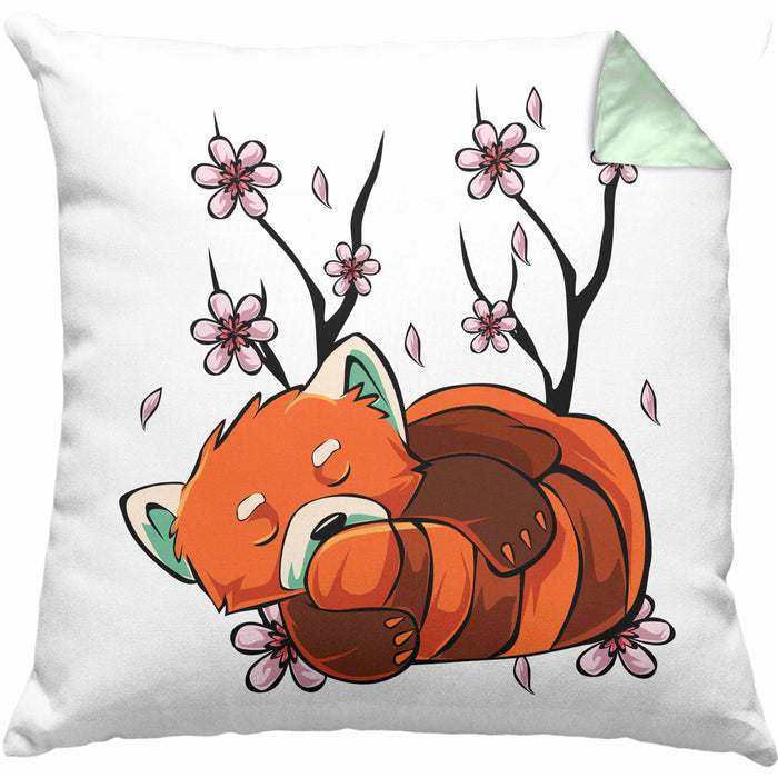 Lustige Roter Panda Kissen mit Füllung 40x40 - Ein süßes Geschenk für Panda-Liebhaber (Grau) Grün Trendation