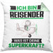 Reisender Kissen mit Füllung 40x40 Geschenk für Reisender Geburtstag Lustiger Spruch Was Ist Deine Superkraft (Grau) Grün Trendation