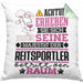 Reitsportler Geschenk Kissen mit Füllung 40x40 Lustiger Spruch Erheben Sie Sich Der Reitsportler Betritt den Raum (Grau) Grün Trendation