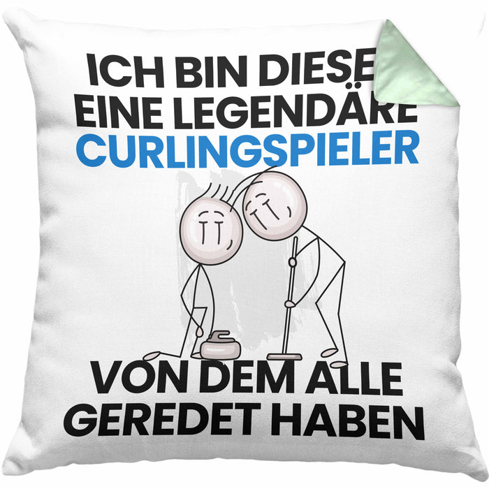 Curlingspieler Geschenk Kissen mit Füllung 40x40 Lustige Geschenkidee Geburtstag für Curlingspieler Ich Bin Dieser Legendäre Curlingspieler Von Dem Alle Geredet Haben (Grau) Grün Trendation