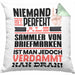 Sammler von Briefmarken Geschenk Kissen mit Füllung 40x40 Lustige Geschenkidee für Sammler von Briefmarken Geburtstag Niemand Ist Perfekt Aber Als Sammler von Briefmarken Ist Man Nah Dran (Grau) Grün Trendation