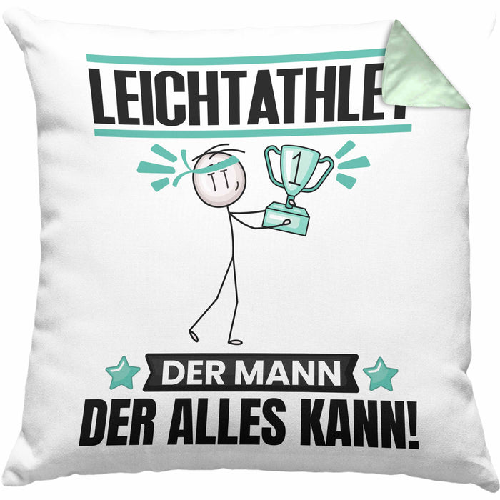 Leichtathlet Kissen mit Füllung 40x40 Geschenk für Leichtathlet Der Mann Der Alles Kann Geschenkidee zum Geburtstag (Grau) Grün Trendation