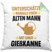 Alter Mann Gärtner Kissen mit Füllung 40x40 mit Spruch Garten Hobbygärtner Geschenk Lustig (Grau) Grün Trendation