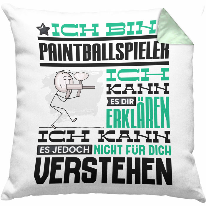 Paintballspieler Geschenk Kaffee-Kissen mit Füllung 40x40 Geschenkidee für Paintballspieler Ich Bin Paintballspieler Ich Kann Es Dir Erklären Jedoch Nicht Für Dich Verstehen Spruch Lustig (Grau) Grün Trendation