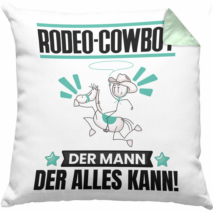 Rodeo-Cowboy Kissen mit Füllung 40x40 Geschenk für Rodeo-Cowboy Der Mann Der Alles Kann Geschenkidee zum Geburtstag (Grau) Grün Trendation