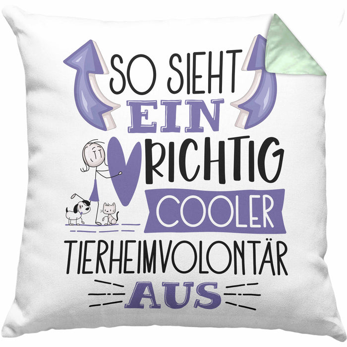 Tierheimvolontär Kissen mit Füllung 40x40 So Sieht Ein Richtig Cooler Tierheimvolontär Aus Geschenk Lustiger Spruch Geschenkidee (Grau) Grün Trendation