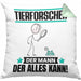 Tierforscher Kissen mit Füllung 40x40 Geschenk für Tierforscher Der Mann Der Alles Kann Geschenkidee zum Geburtstag (Grau) Grün Trendation