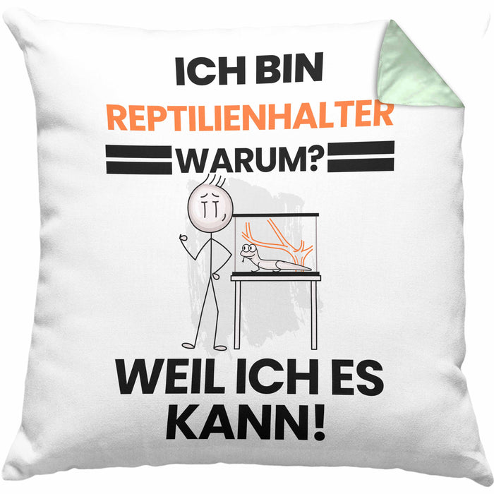 Reptilienhalter Geschenk Kissen mit Füllung 40x40 Lustiger Spruch Ich Bin Reptilienhalter Warum Weil Ich Es Kann Geschenkidee Bester Reptilienhalter Geburtstag (Grau) Grün Trendation