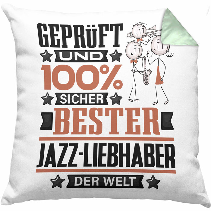 Jazz-Liebhaber Geschenk Lustiger Spruch für Jazz-Liebhaber Geschenkidee Bester Jazz-Liebhaber Der WeltKissen mit Füllung 40x40 (Grau) Grün Trendation