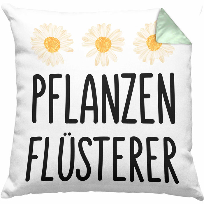 Pflanzenflüsterer Gärtner Kissen mit Füllung 40x40 mit Spruch Garten Hobbygärtner Geschenk Lustig Gärtnerin Geschenkidee (Grau) Grün Trendation
