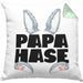 Papa Hase Kissen mit Füllung 40x40 Geschenk für Hasen-Vater Geschenkidee Bester Papa Kaninchen (Grau) Grün Trendation