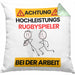 Rugbyspieler Kissen mit Füllung 40x40 Geschenk Lustiger Spruch Geschenkidee für Rugbyspieler Achtung Hochleistungs Rugbyspieler Bei Der Arbeit (Grau) Grün Trendation