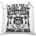 Zimmerer Geschenk Kissen mit Füllung 40x40 Der Tod Lächelt Jedem Ins Gesicht Doch Nur Der Zimmerer Läächelt Zurück (Grau) Grün Trendation