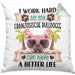 Französische Bulldogge Besitzer Kissen mit Füllung 40x40 Geschenk Lustiger Spruch Geschenkidee I Work Hard So My Französische Bulldogge Can Have A Better Life (Grau) Grün Trendation