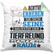 Tierfreund Geschenk Kissen mit Füllung 40x40 Lustiger Spruch Erheben Sie Sich Der Tierfreund Betritt den Raum (Grau) Grün Trendation