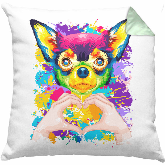 Chihuahua Besitzer Farbe Love Kissen mit Füllung 40x40 Geschenk Lustiger Spruch Geschenkidee Chihuahua Besitzerin (Grau) Grün Trendation