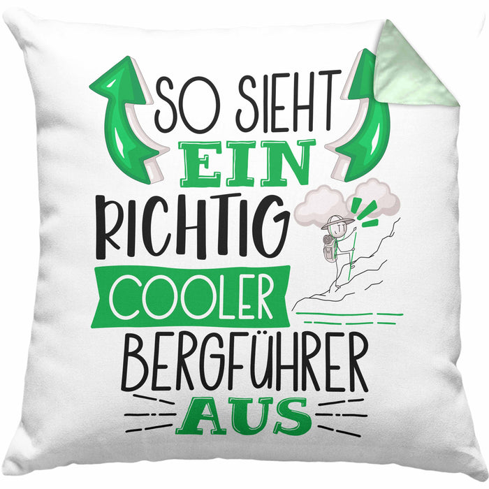 So Sieht Ein Richtig Cooler Bergführer Aus Kissen mit Füllung 40x40 Geschenk für Bergführer Geburtstag Geschenkdiee (Grau) Grün Trendation