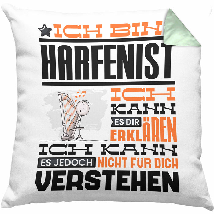 Harfenist Geschenk Kissen mit Füllung 40x40 Lustige Geschenkdiee für einen Harfenist Geburtstag Ich Bin Harfenist Ich Kann Es Dir Erklären Aber Nicht Für Dich Verstehen (Grau) Grün Trendation
