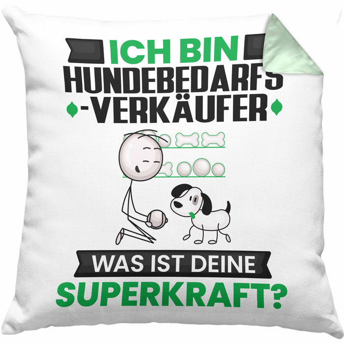 Hundebedarfsverkäufer Kissen mit Füllung 40x40 Geschenk für Hundebedarfsverkäufer Geburtstag Lustiger Spruch Was Ist Deine Superkraft (Grau) Grün Trendation