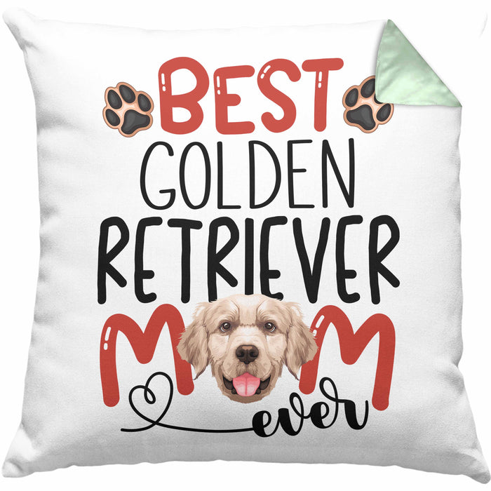 Golden Retriever Mom Besitzerin Kissen mit Füllung 40x40 Geschenk Lustiger Spruch Geschenkidee Besitzerin Golden Retriever Mama (Grau) Grün Trendation