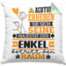 Enkel Geschenk Kissen mit Füllung 40x40 Lustiger Spruch Erheben Sie Sich Der Enkel Betritt den Raum (Grau) Grün Trendation