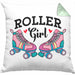 Rollschuh Kissen mit Füllung 40x40 Geschenk für Roller Girls "Roller Girl" Nostalgie 80er 90er Jahre (Grau) Grün Trendation