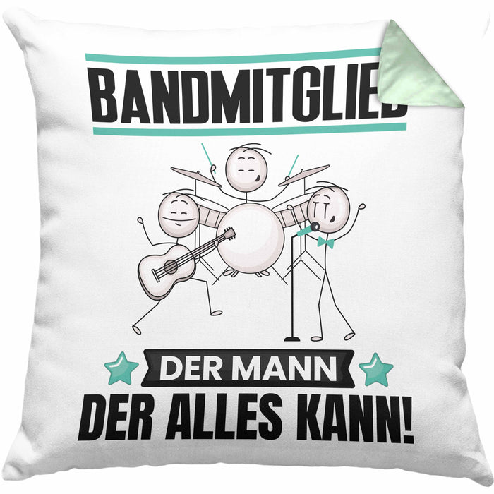 Bandmitglied Kissen mit Füllung 40x40 Geschenk für Bandmitglied Der Mann Der Alles Kann Geschenkidee zum Geburtstag (Grau) Grün Trendation