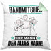 Bandmitglied Kissen mit Füllung 40x40 Geschenk für Bandmitglied Der Mann Der Alles Kann Geschenkidee zum Geburtstag (Grau) Grün Trendation