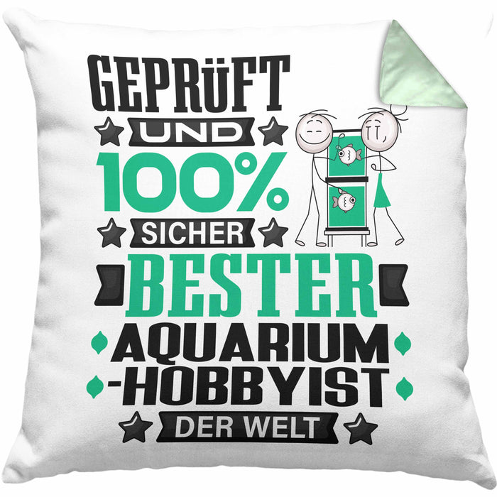 Aquarium-Hobbyist Geschenk Lustiger Spruch für Aquarium-Hobbyist Geschenkidee Bester Aquarium-Hobbyist Der WeltKissen mit Füllung 40x40 (Grau) Grün Trendation