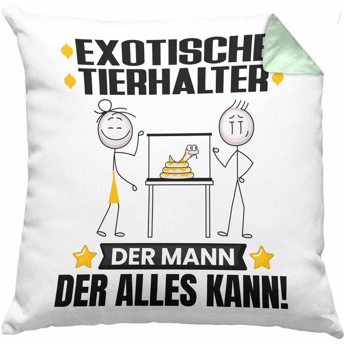 ExotischeTierhalter Kissen mit Füllung 40x40 Geschenk für ExotischeTierhalter Der Mann Der Alles Kann Geschenkidee zum Geburtstag (Grau) Grün Trendation