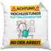 Plattenladenbesitzer Kissen mit Füllung 40x40 Geschenk Lustiger Spruch Geschenkidee für Plattenladenbesitzer Achtung Hochleistungs Plattenladenbesitzer Bei Der Arbeit (Grau) Grün Trendation