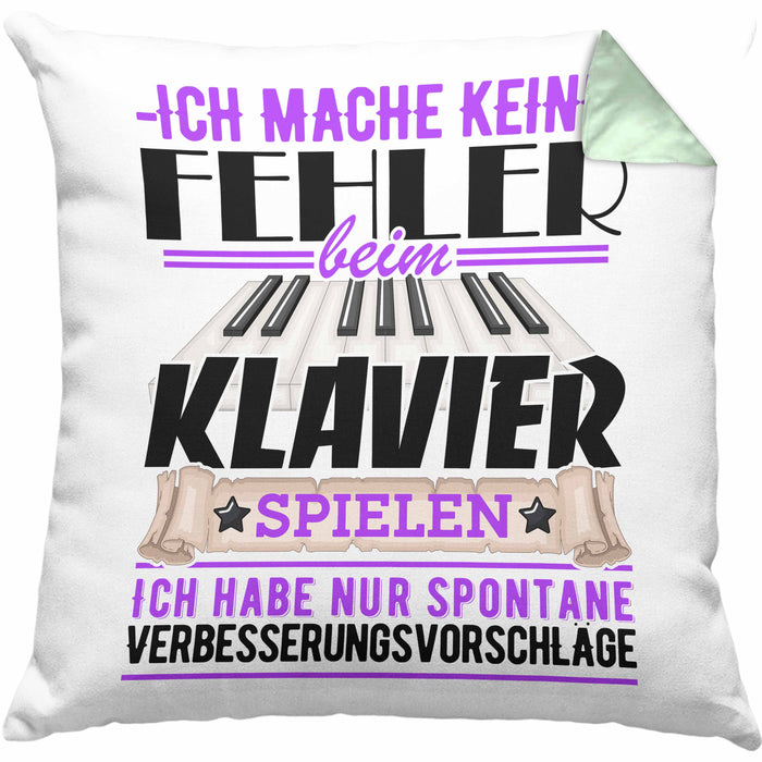 Klavier-Spieler Kissen mit Füllung 40x40 Geschenk Piano Ich Mache Keine Fehler (Grau) Grün Trendation