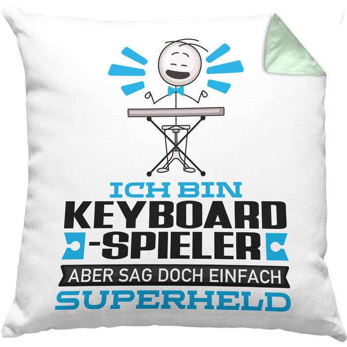 Keyboard-Spieler Geschenk Kissen mit Füllung 40x40 Ich Bin Keyboard-Spieler Aber Sag Doch Einfach Superheld Lustige Geschenkdiee für Keyboard-Spieler (Grau) Grün Trendation