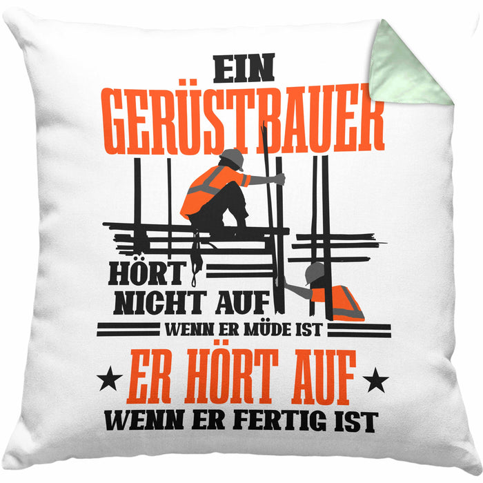 Kissen mit Füllung 40x40 für Gerüstbauer Geschenk Spuch Männer Gerüstbau (Grau) Grün Trendation