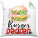 Burger Dealer Kissen mit Füllung 40x40 Geschenk für Besten Burgerverkäufer Geburtstag Spruch Geschenkidee (Grau) Grün Trendation