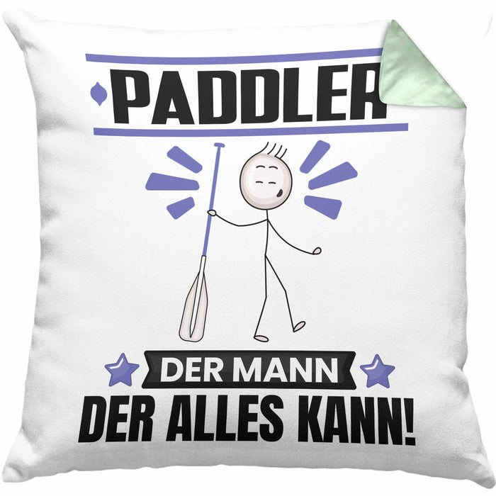 Paddler Kissen mit Füllung 40x40 Geschenk für Paddler Der Mann Der Alles Kann Geschenkidee zum Geburtstag (Grau) Grün Trendation