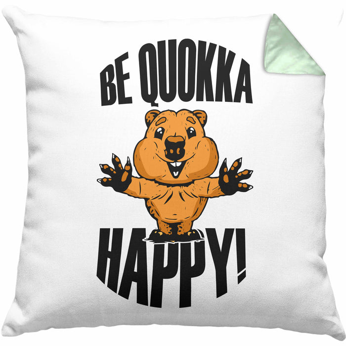Lustige Kissen mit Füllung 40x40 Quokka-Motiv Geschenk für Quokka Liebhaber Be Quokka Happy (Grau) Grün Trendation
