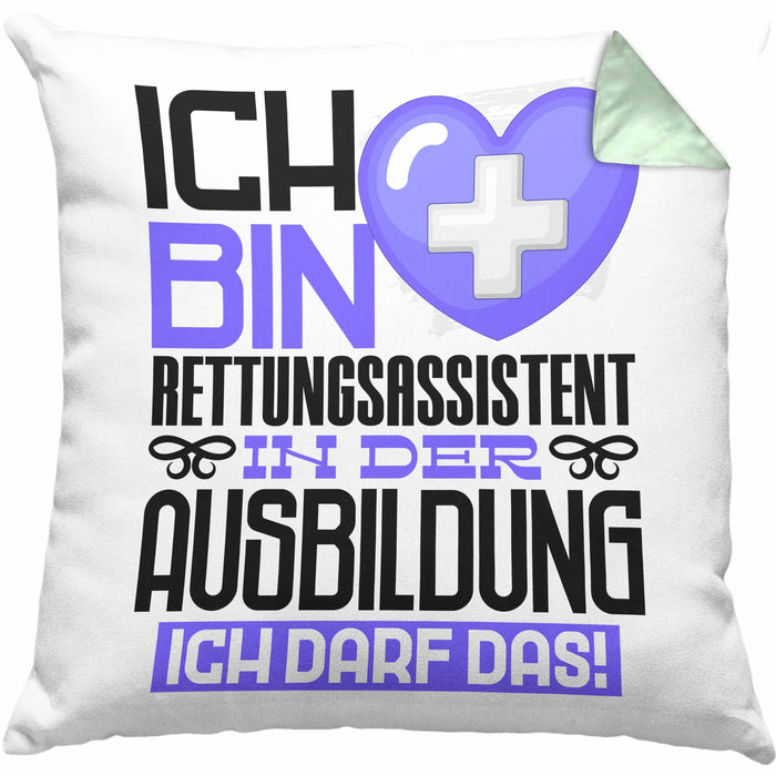 Rettungsassistent Ausbildung Kissen mit Füllung 40x40 Geschenk Ich Bin Rettungsassistent In Der Ausbildung Ich Darf Das Geschenkidee Spruch (Grau) Grün Trendation