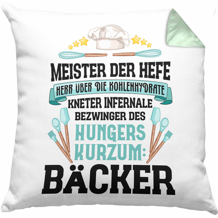Bäcker Kissen mit Füllung 40x40 mit Spruch Geschenkidee Bäckerin Geschenk Männer Frauen (Grau) Grün Trendation