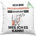 Programmierer Geschenk Kissen mit Füllung 40x40 Lustiger Spruch Ich Bin Programmierer Warum Weil Ich Es Kann Geschenkidee Bester Programmierer Geburtstag (Grau) Grün Trendation