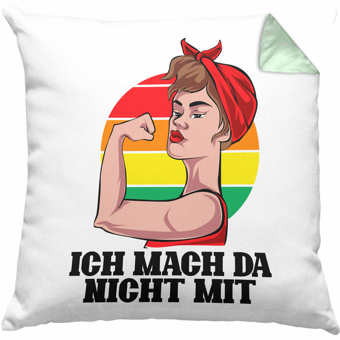 Lustige Feministen Kissen mit Füllung 40x40 Geschenk für starke Frauen Frauenpower Feminismus (Grau) Grün Trendation