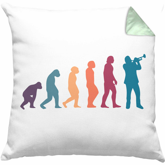 Posaunist Kissen mit Füllung 40x40 Geschenk Evolution Posaune Kaffee Geschenkidee Lustig (Grau) Grün Trendation