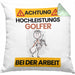 Golfer Kissen mit Füllung 40x40 Geschenk Lustiger Spruch Geschenkidee für Golfer Achtung Hochleistungs Golfer Bei Der Arbeit (Grau) Grün Trendation