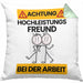 Freund Kissen mit Füllung 40x40 Geschenk Lustiger Spruch Geschenkidee für Freund Achtung Hochleistungs Freund Bei Der Arbeit (Grau) Grün Trendation