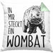 Wombat Kissen mit Füllung 40x40 Geschenk für Wombat Liebhaber In Mir Steckt Ein Wombat (Grau) Grün Trendation