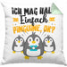 Pinguine Geschenk Kissen mit Füllung 40x40 Mädchen Geschenkdiee Pinguin-Liebhaberin Ich Mag Halt Einfach Pinguine Ok (Grau) Grün Trendation