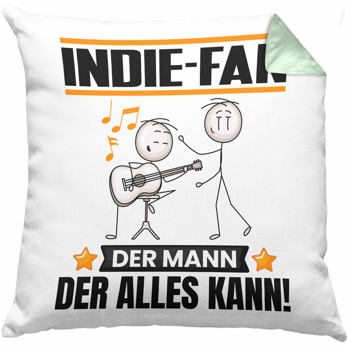Indie-Fan Kissen mit Füllung 40x40 Geschenk für Indie-Fan Der Mann Der Alles Kann Geschenkidee zum Geburtstag (Grau) Grün Trendation