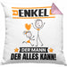 Enkel Kissen mit Füllung 40x40 Geschenk für Enkel Der Mann Der Alles Kann Geschenkidee zum Geburtstag (Grau) Rosa Trendation