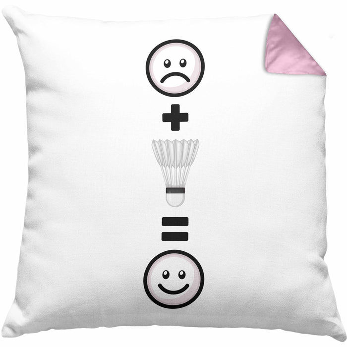 Badminton Kissen mit Füllung 40x40 Geschenk für Badminton-Spieler Trainer Lustige Geschenkidee :( + Badminton = :) Geburtstag (Grau) Rosa Trendation