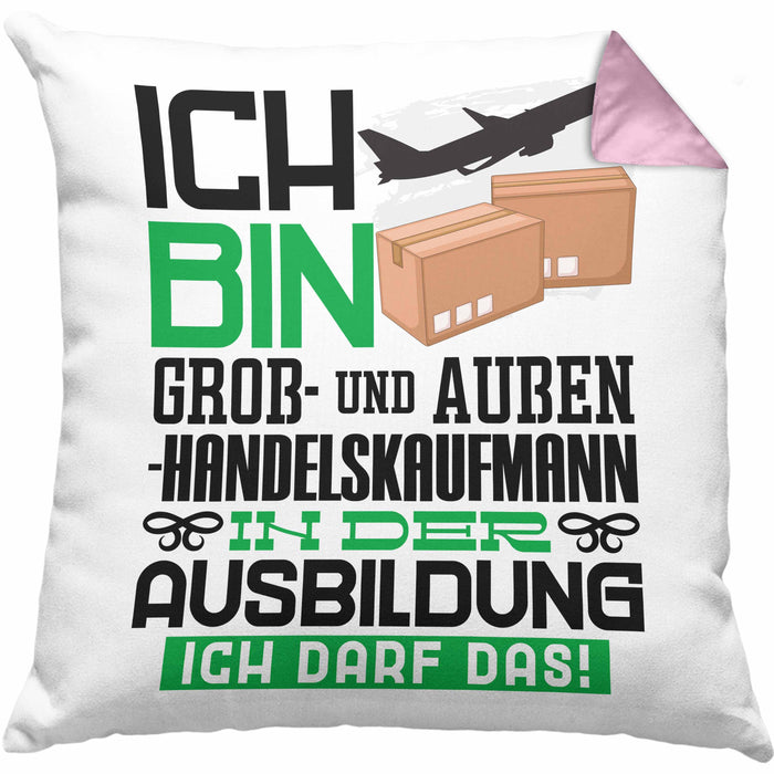 Groß- und Außenhandelskaufmann Ausbildung Kissen mit Füllung 40x40 Geschenk Ich Bin Groß- und Außenhandelskaufmann In Der Ausbildung Ich Darf Das Geschenkidee Spruch (Grau) Rosa Trendation